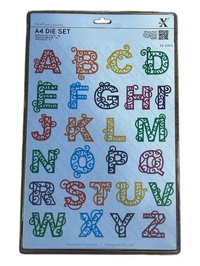 NEW Docrafts A4 Die Set Filigree Alphabet 26 Pieces Colorful Precision Products